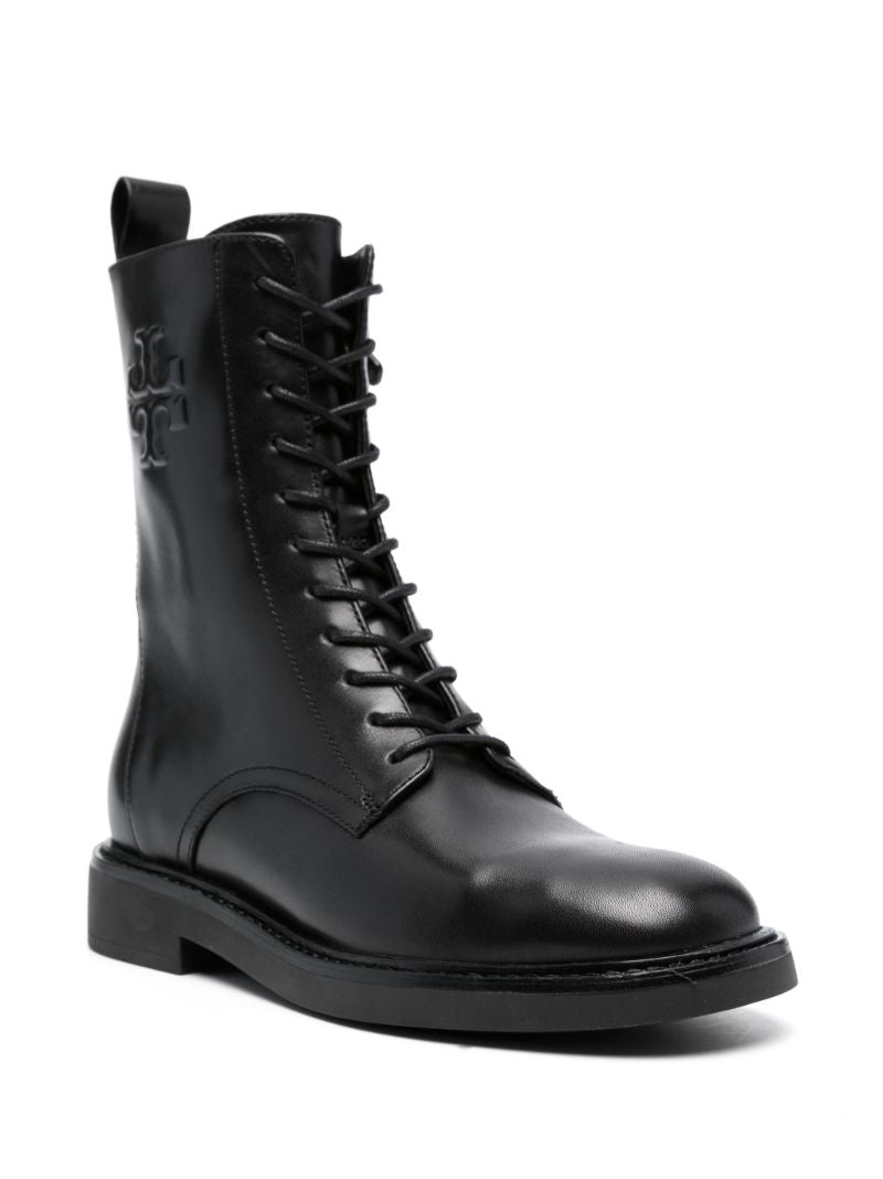 Black Doublet Lace-up Leather Boots