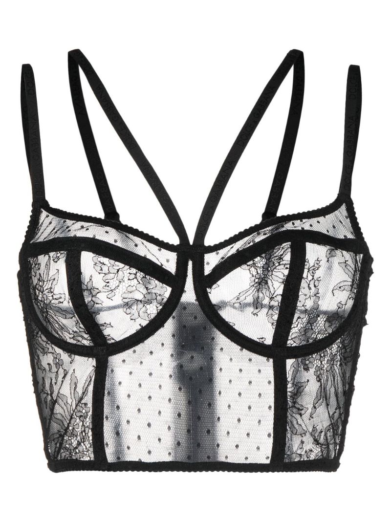 Black Semi-sheer Balconette Corset Bra