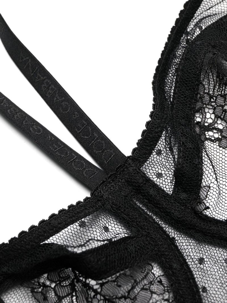 Black Semi-sheer Balconette Corset Bra
