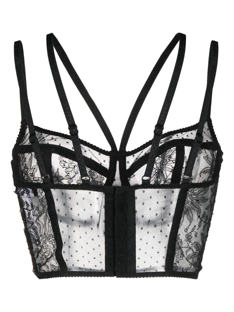 Black Semi-sheer Balconette Corset Bra