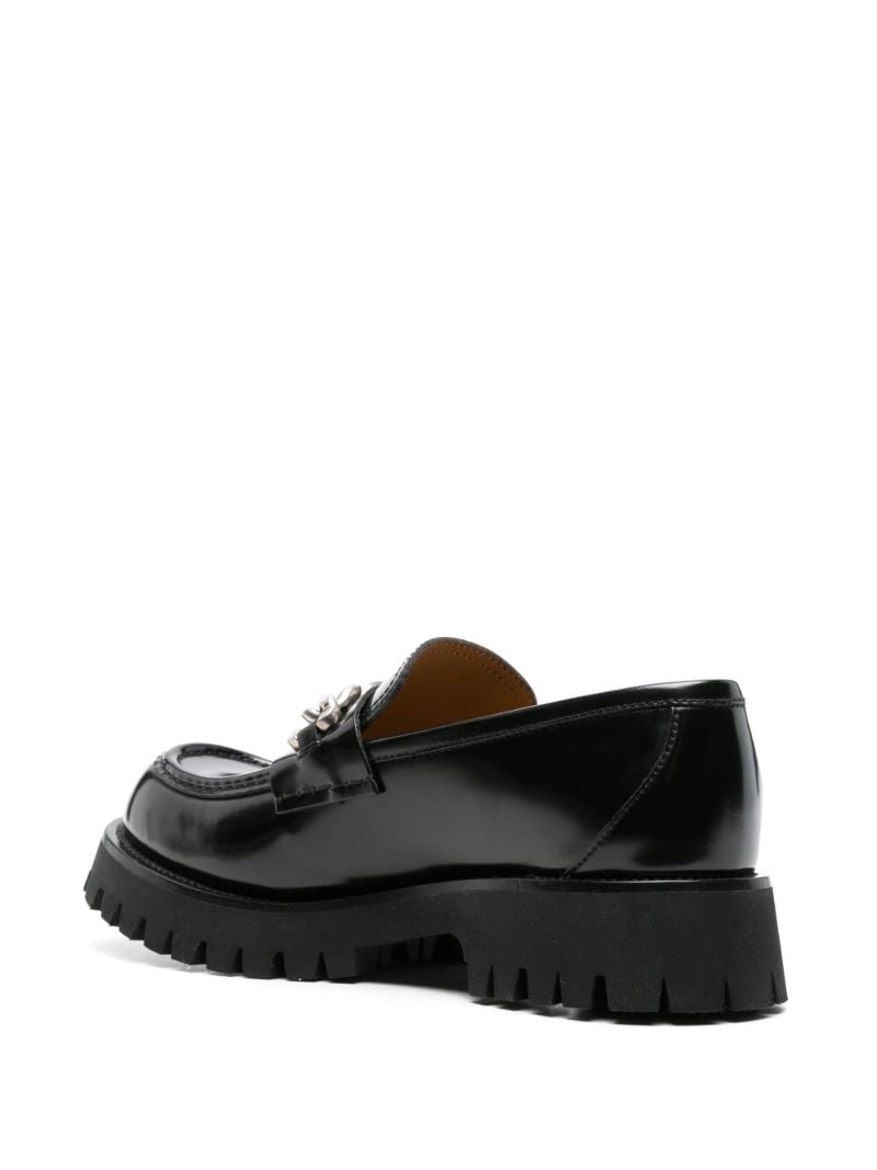 Black Interlocking G Logo Leather Loafers
