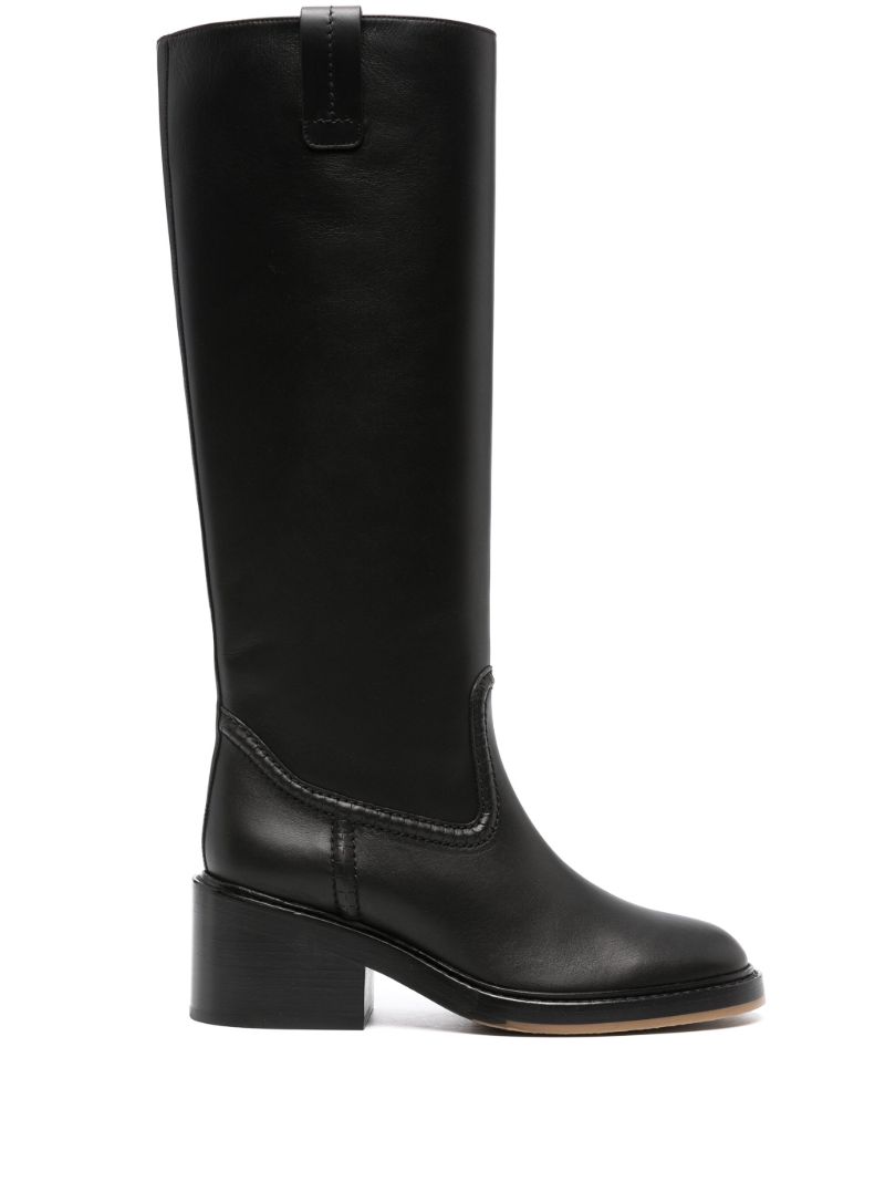 Black 70 Leather Knee-high Boots