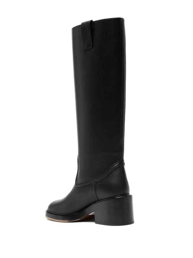 Black 70 Leather Knee-high Boots