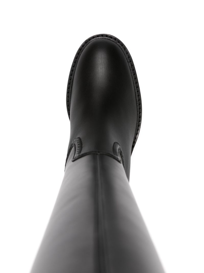 Black 70 Leather Knee-high Boots