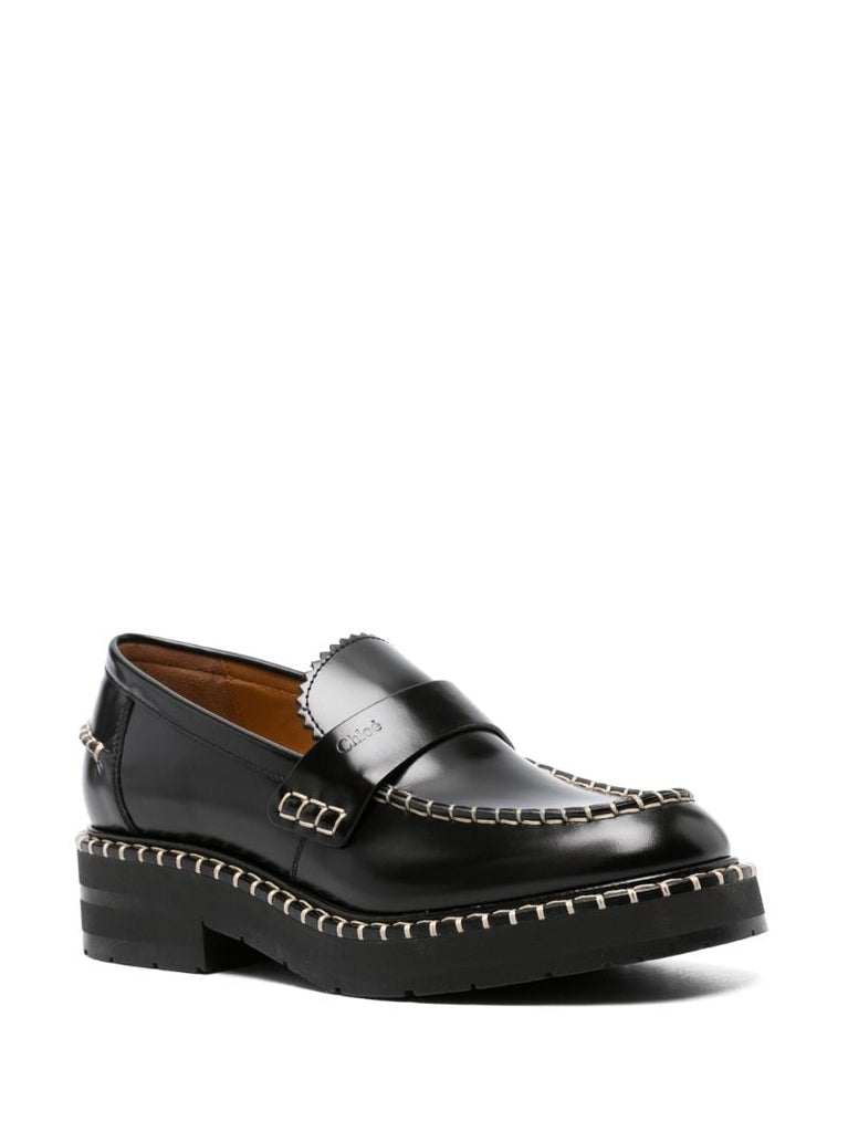 Black Noua Contrast-stitch Leather Loafers