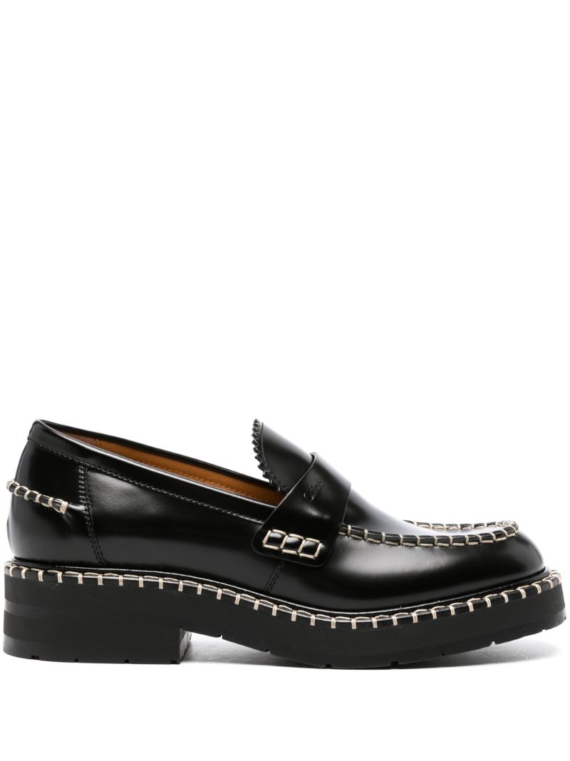 Black Noua Contrast-stitch Leather Loafers