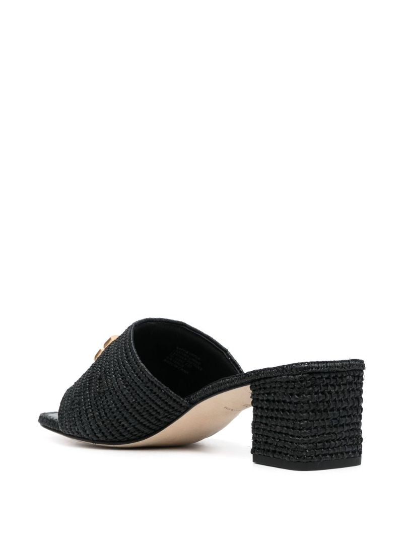 Black Eleanor 60 Raffia Mules