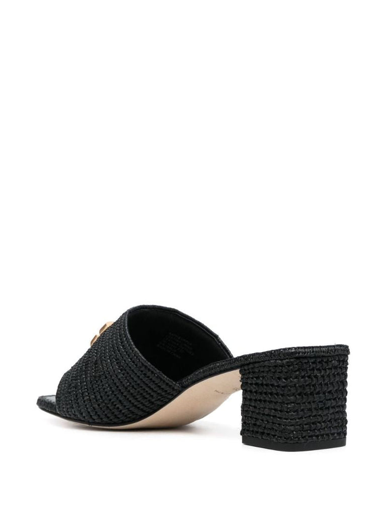 Black Eleanor 60 Raffia Mules