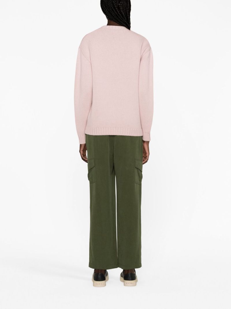 Pink Logo-intarsia Wool Sweater