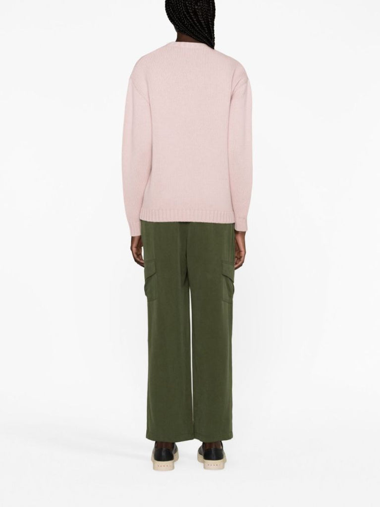 Pink Logo-intarsia Wool Sweater