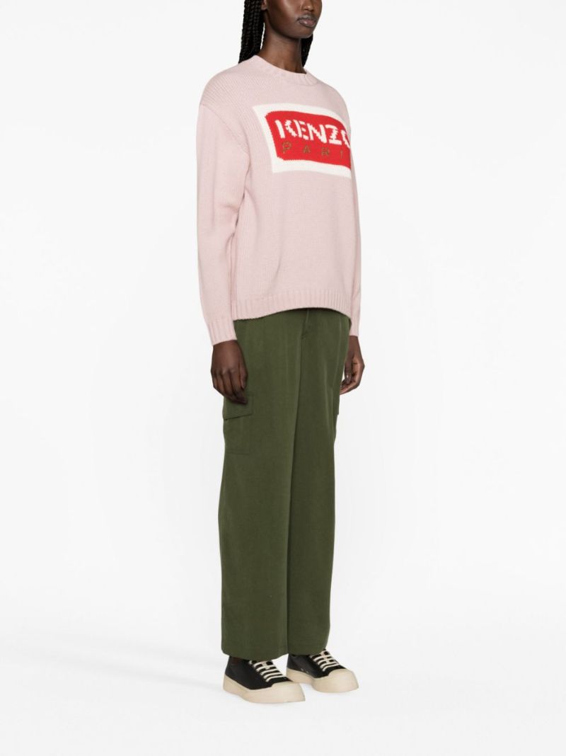 Pink Logo-intarsia Wool Sweater