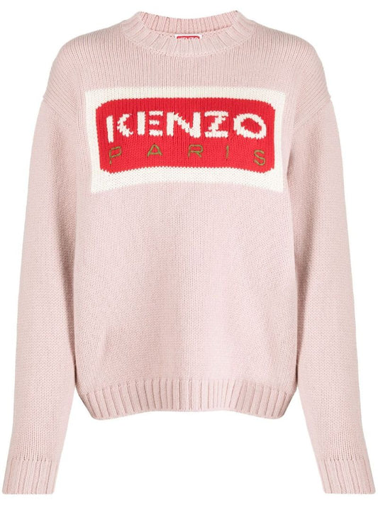 Pink Logo-intarsia Wool Sweater