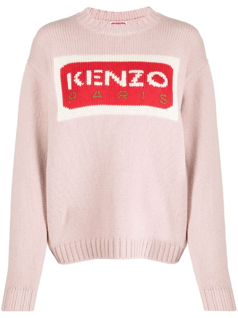 Pink Logo-intarsia Wool Sweater