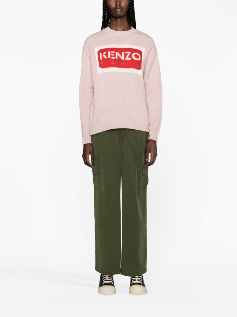 Pink Logo-intarsia Wool Sweater