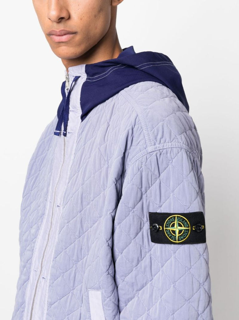 Purple Hooded Quilted Jacket