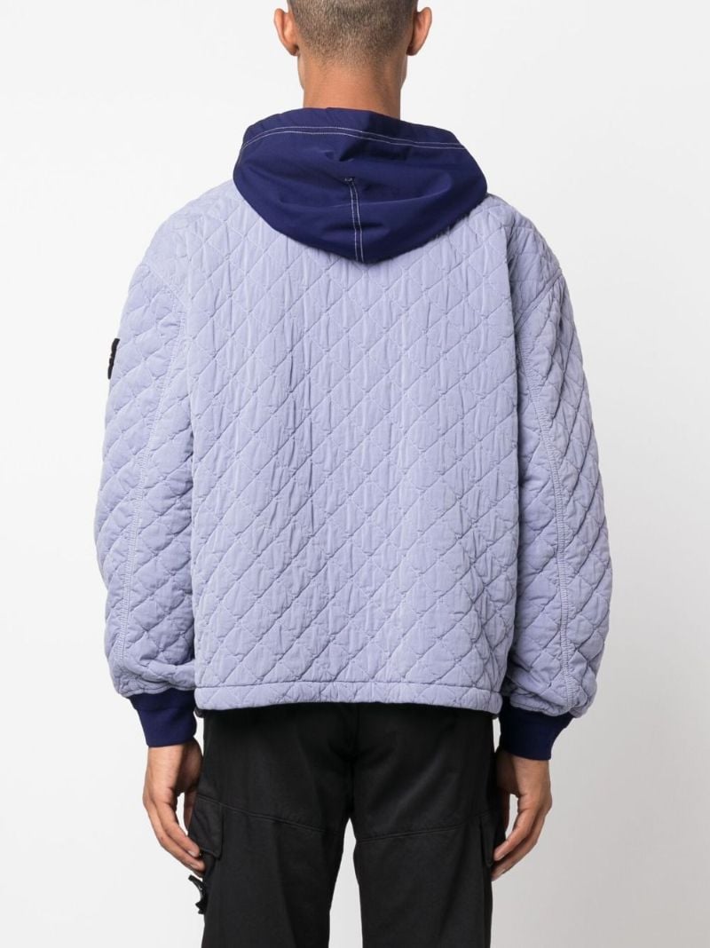 Purple Hooded Quilted Jacket