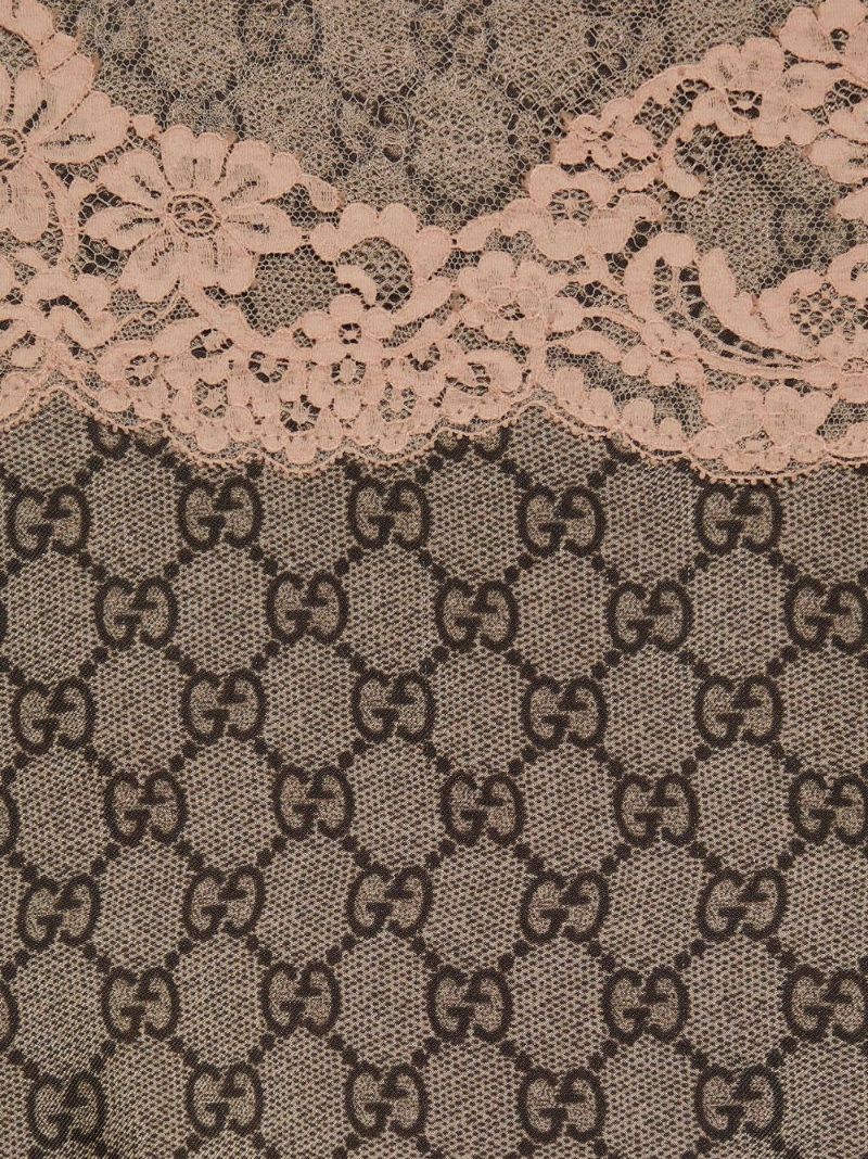 Beige Gg Supreme-print Silk Dress