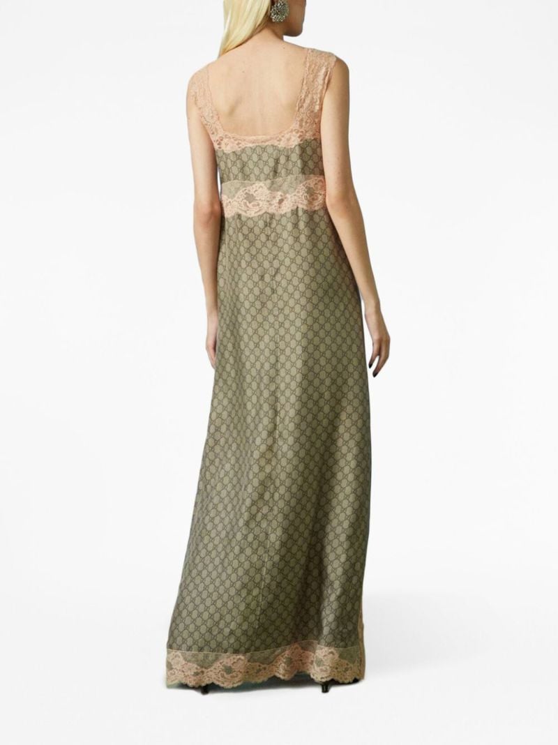 Beige Gg Supreme-print Silk Dress