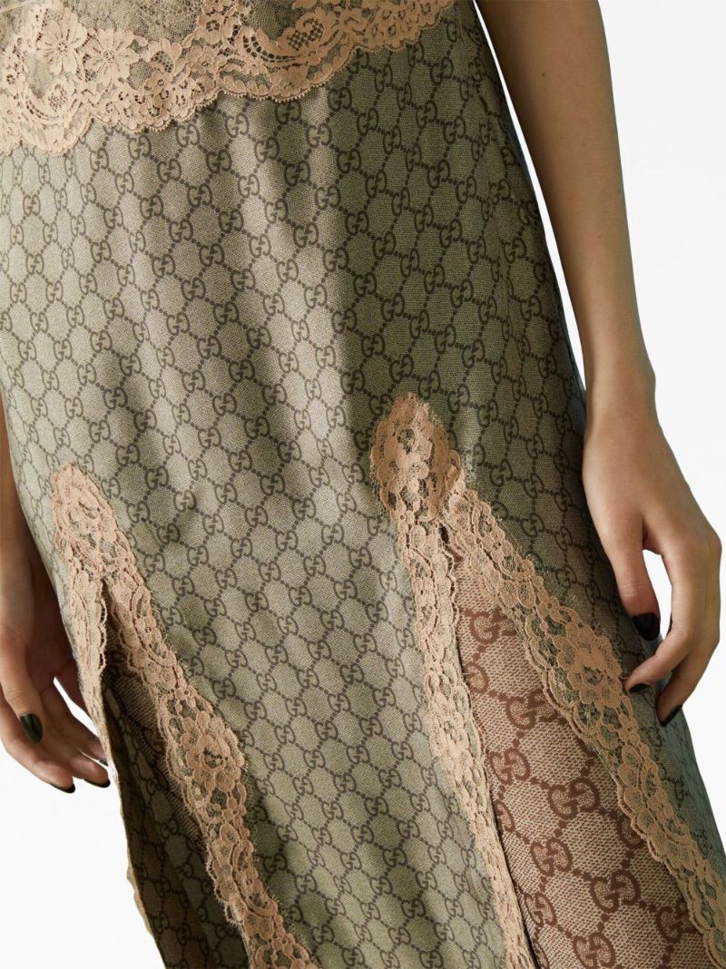 Beige Gg Supreme-print Silk Dress