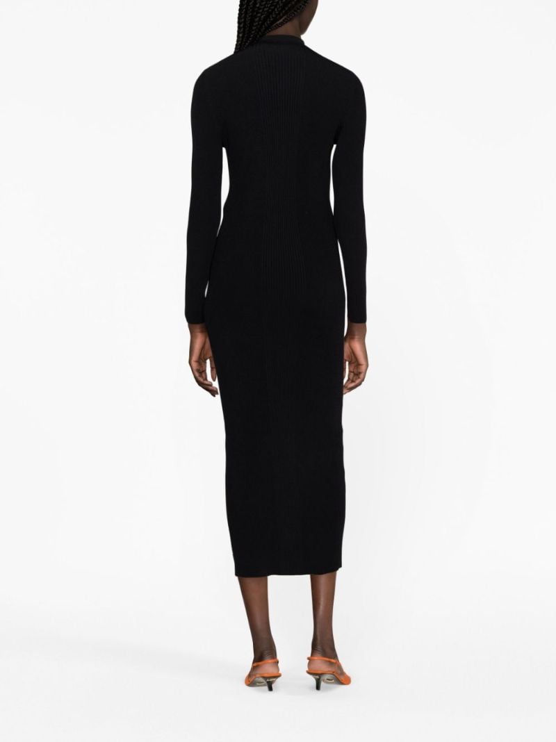 Black Ribbed-knit Midi Dress