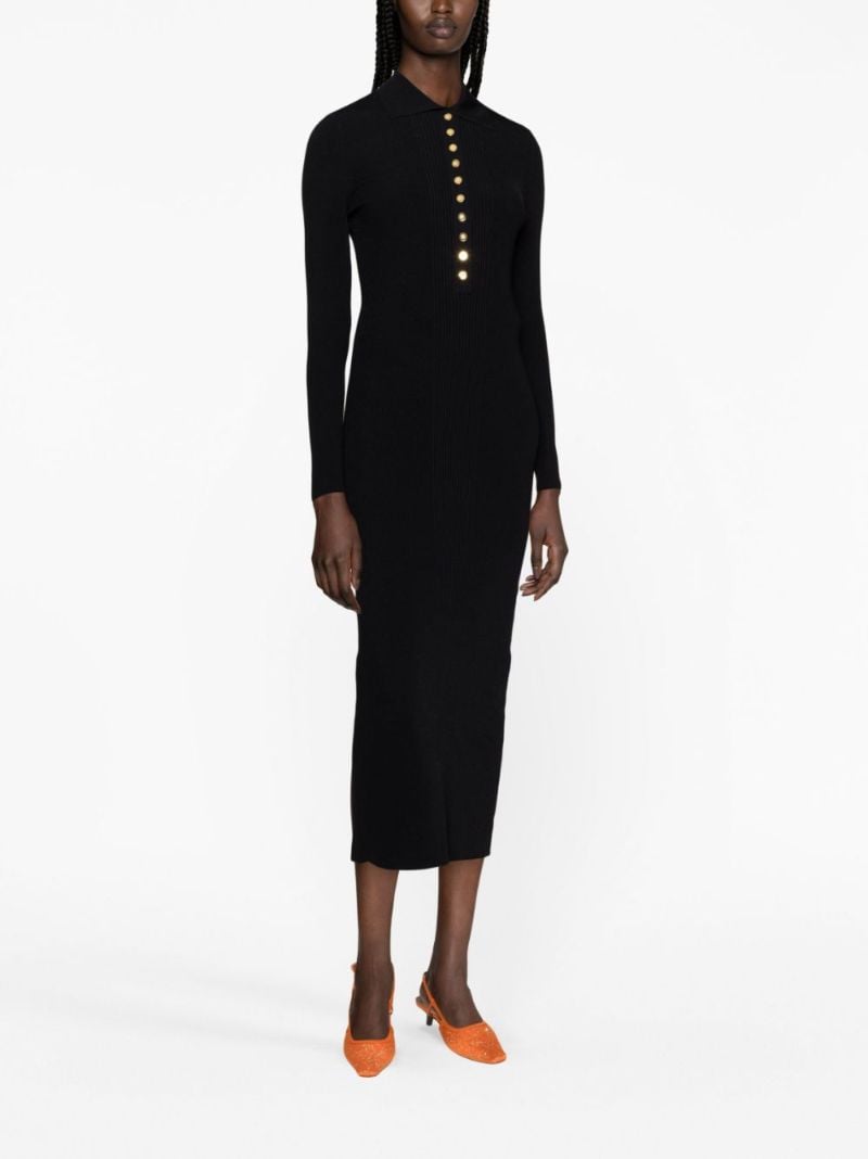 Black Ribbed-knit Midi Dress