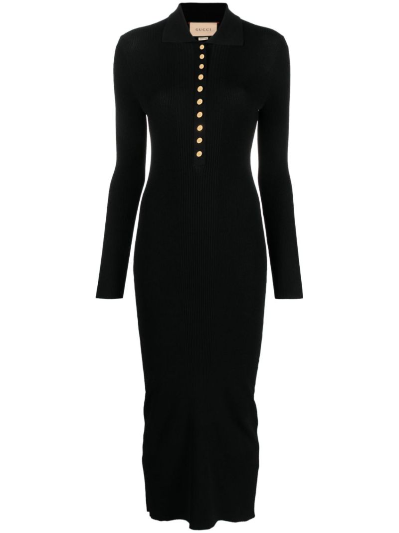 Black Ribbed-knit Midi Dress
