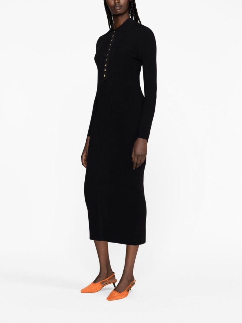 Black Ribbed-knit Midi Dress