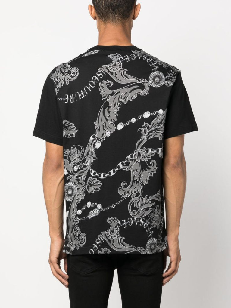 Black Chain Couture-print Cotton T-shirt