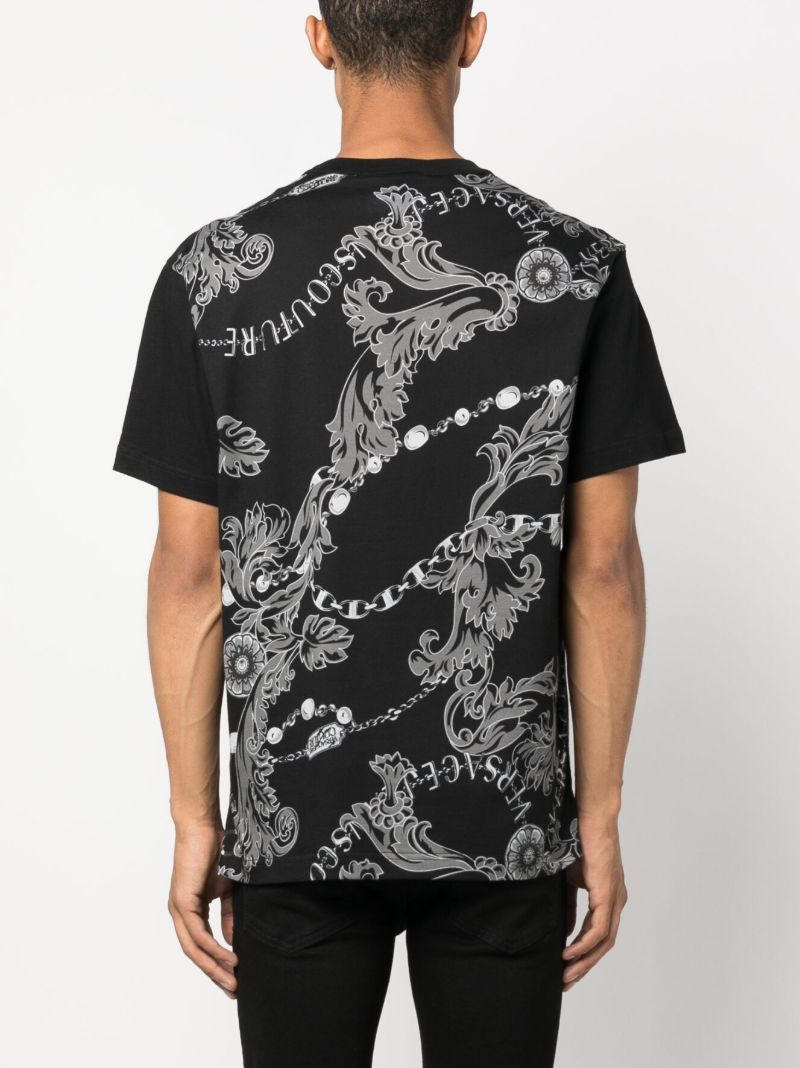 Black Chain Couture-print Cotton T-shirt