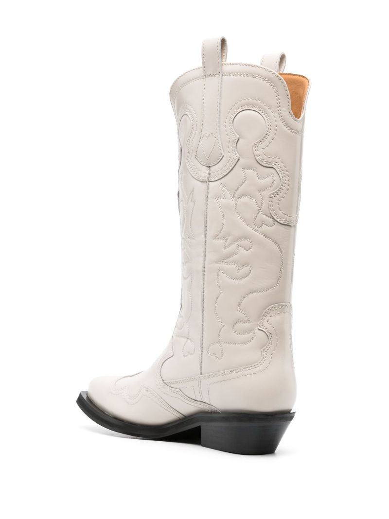 White Embroidered Design Boots