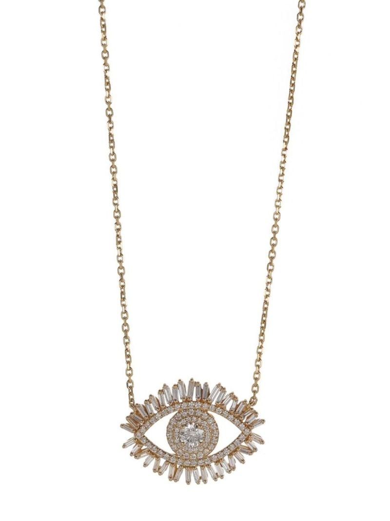18k Yellow Gold Evil Eye Midi Diamond Necklace
