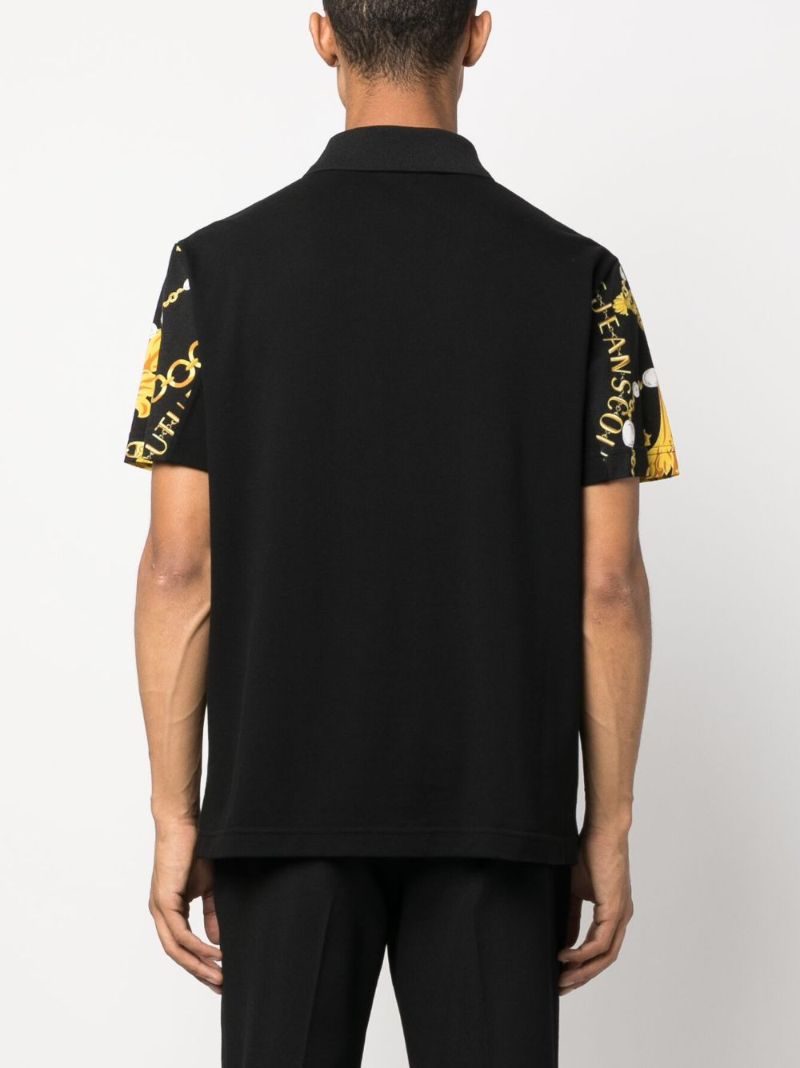 Black Baroque Print Polo Shirt