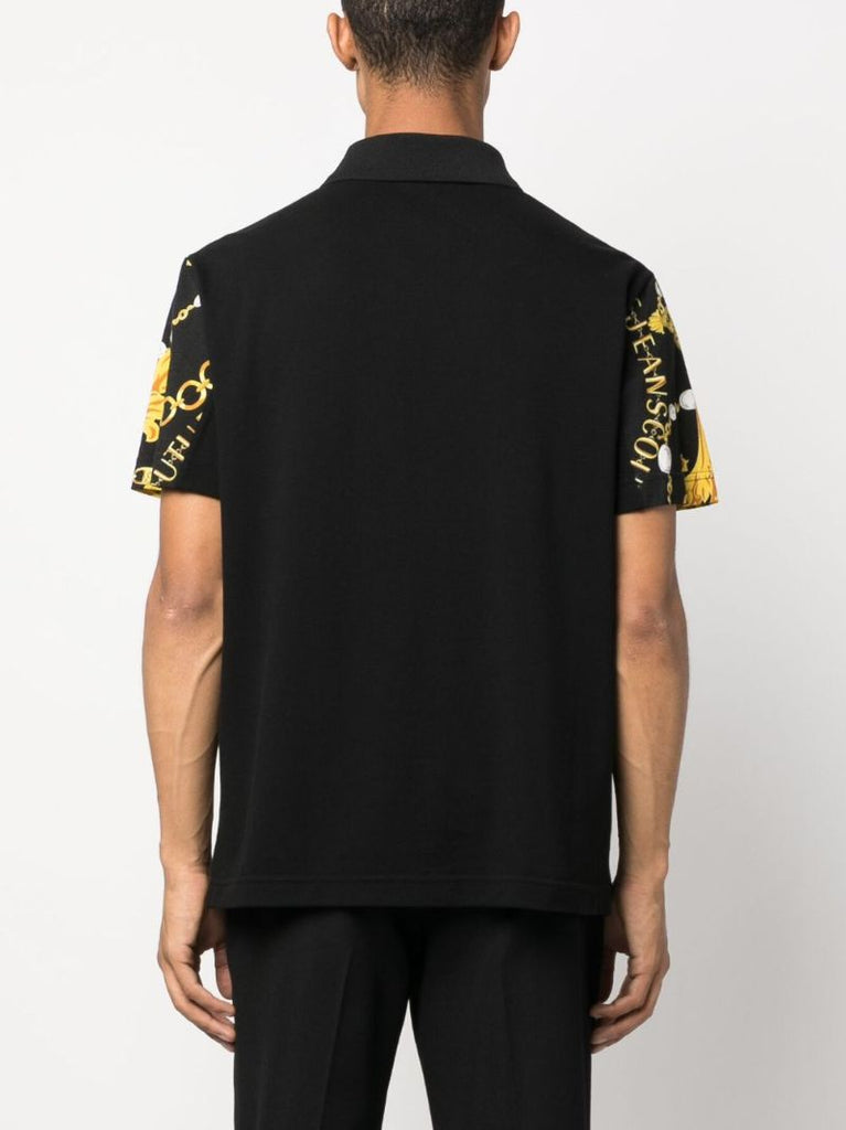 Black Baroque Print Polo Shirt