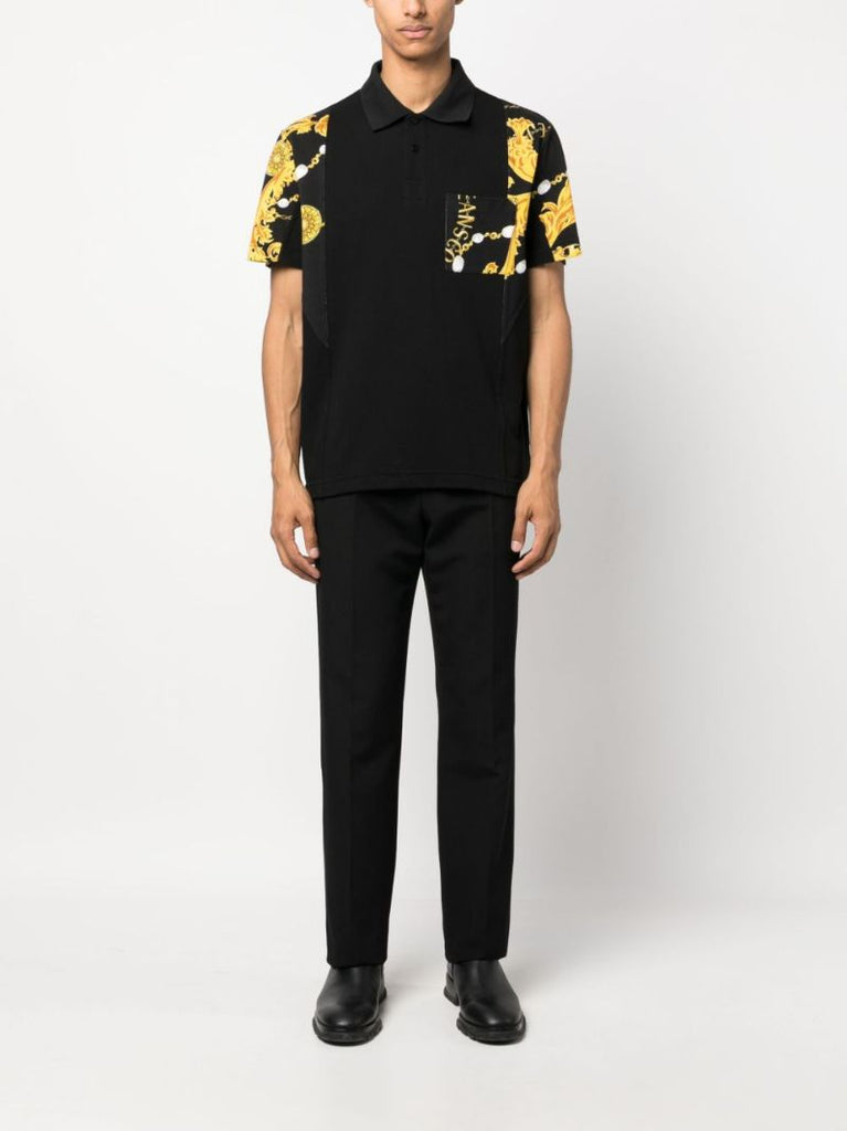 Black Baroque Print Polo Shirt