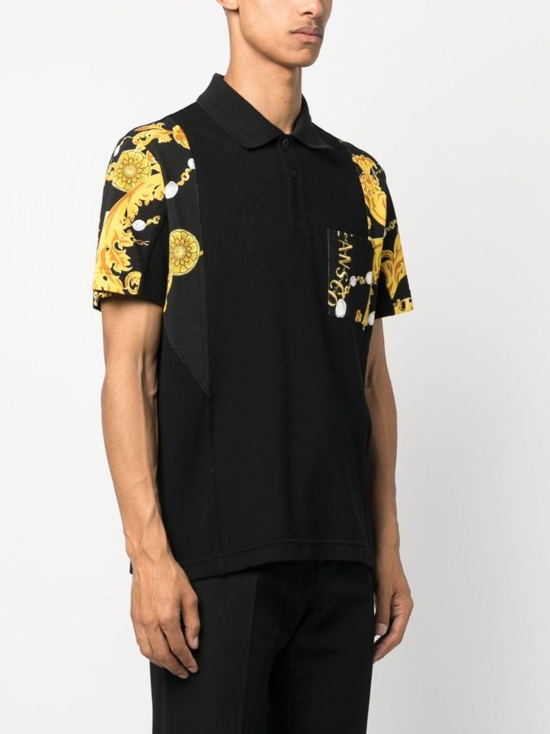 Black Baroque Print Polo Shirt