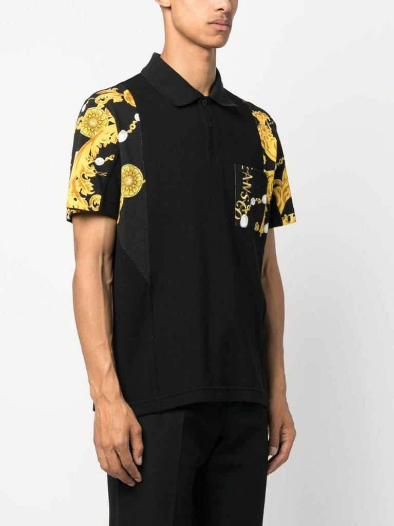 Black Baroque Print Polo Shirt