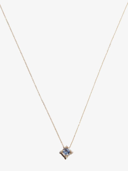 18k Yellow Gold Sapphire Pendant Diamond Necklace