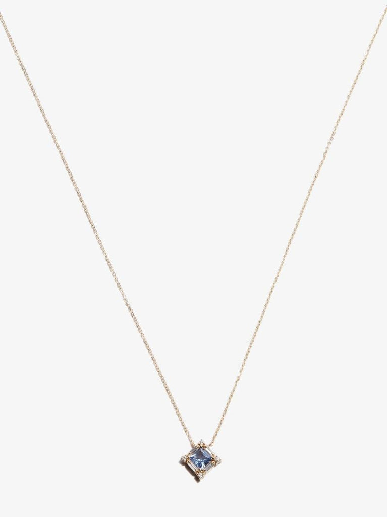 18k Yellow Gold Sapphire Pendant Diamond Necklace