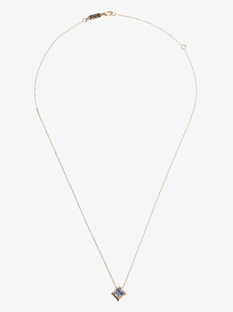 18k Yellow Gold Sapphire Pendant Diamond Necklace