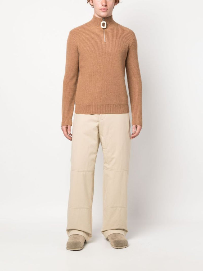 Brown Ribbed Wool Sweater
