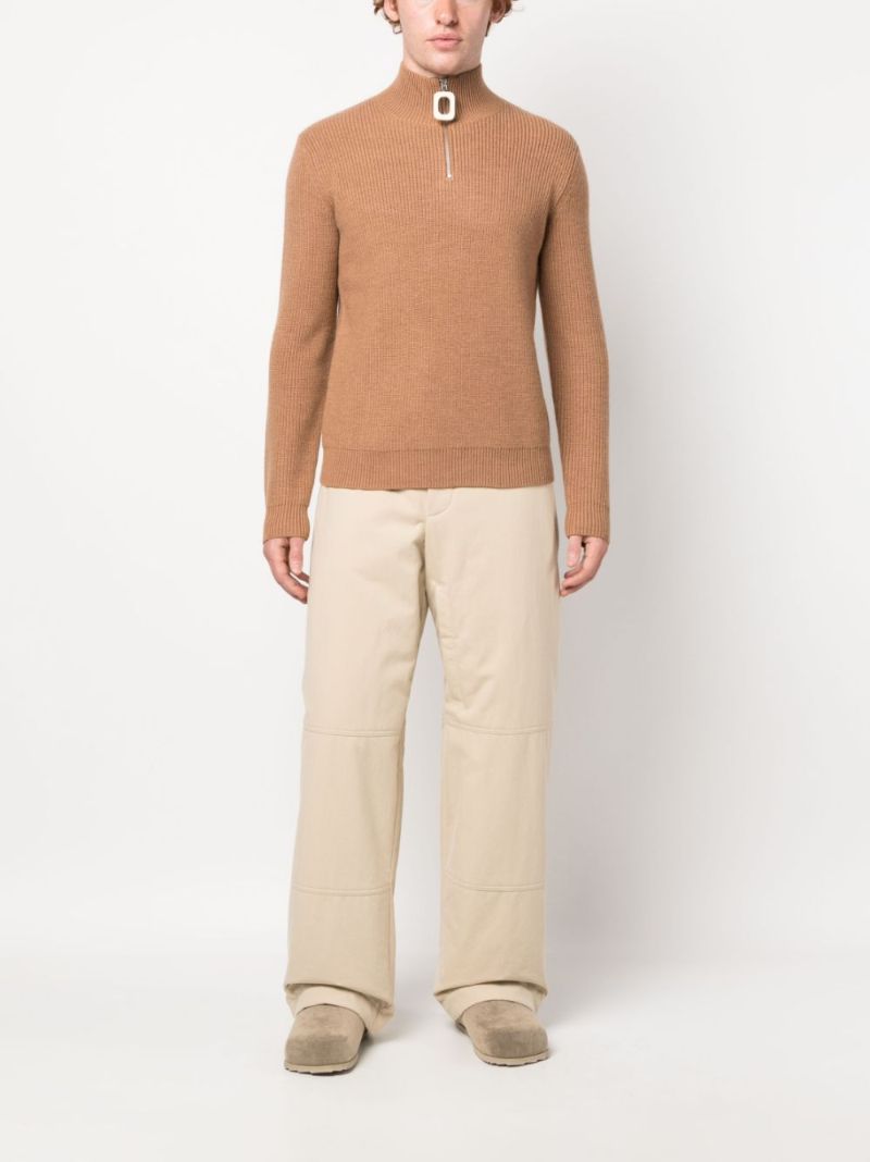 Brown Ribbed Wool Sweater