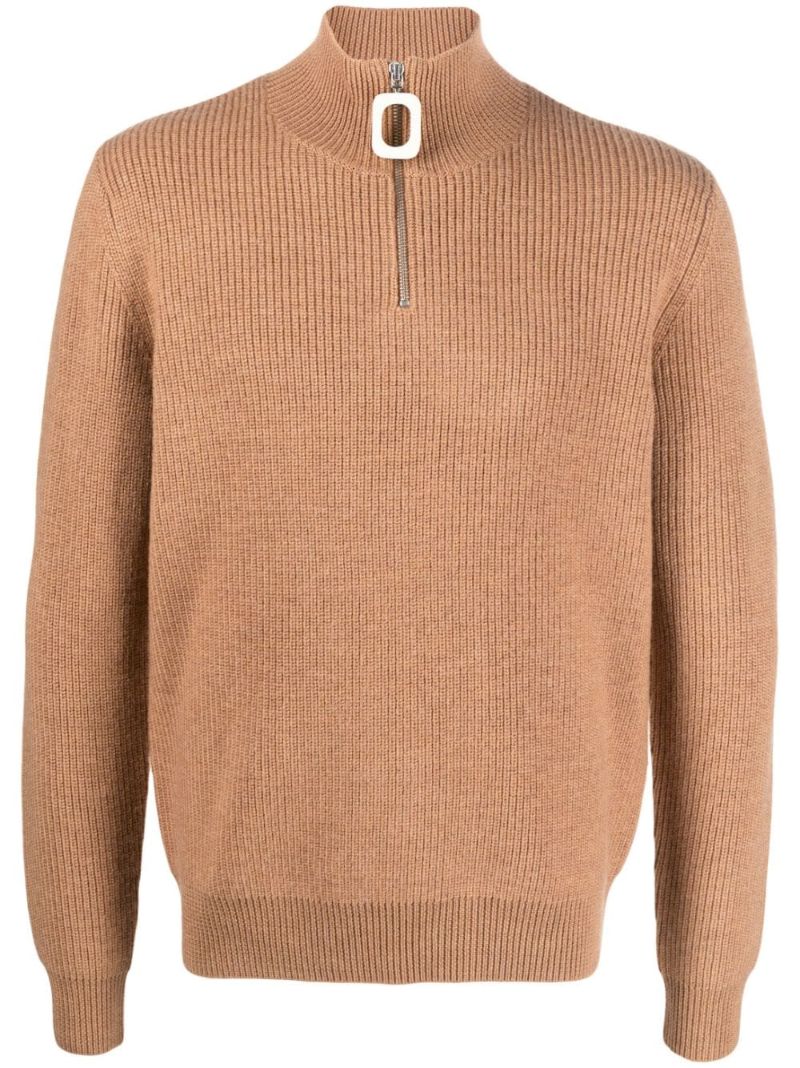 Brown Ribbed Wool Sweater