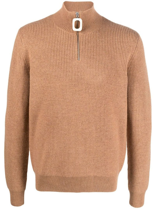 Brown Ribbed Wool Sweater