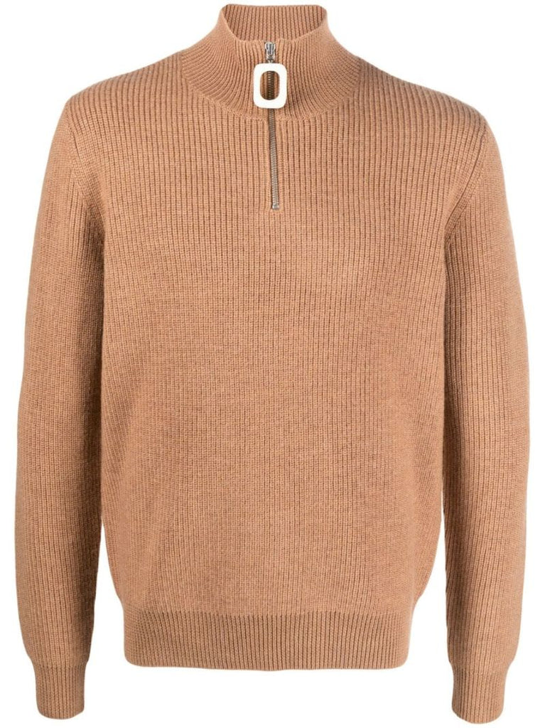 Brown Ribbed Wool Sweater