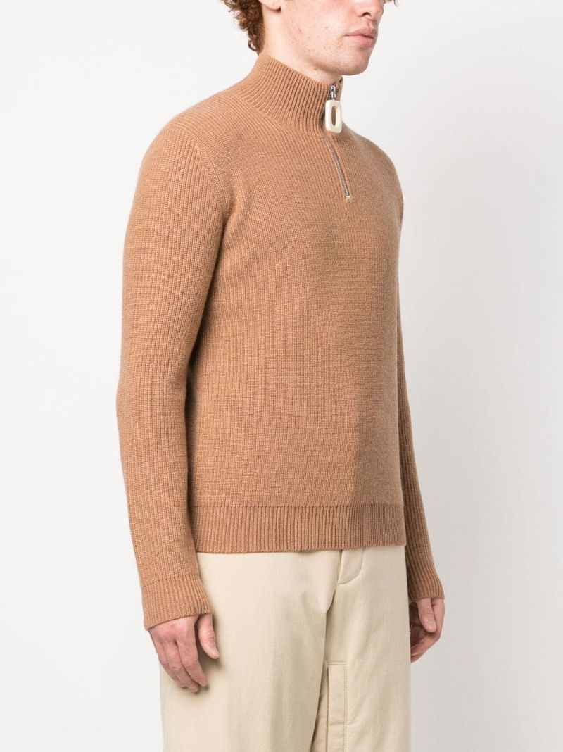 Brown Ribbed Wool Sweater