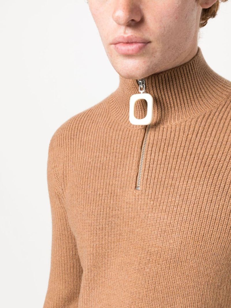 Brown Ribbed Wool Sweater