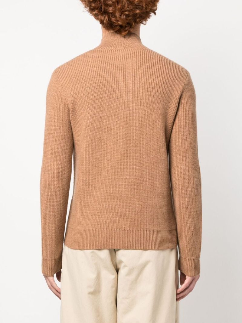 Brown Ribbed Wool Sweater