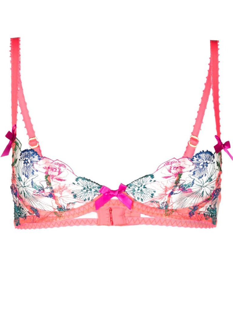 Pink Zuri Floral-embroidered Bra