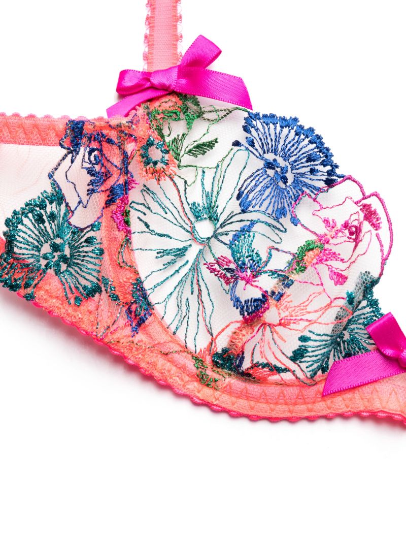 Pink Zuri Floral-embroidered Bra