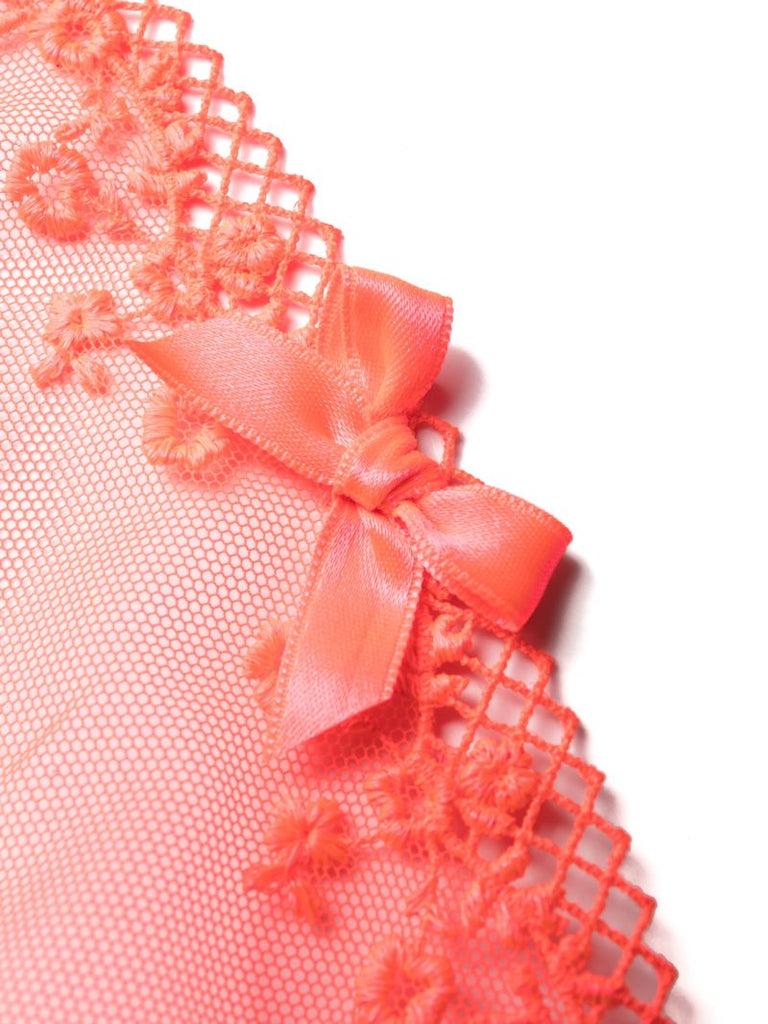 Orange Florina Floral-lace Mesh Thong